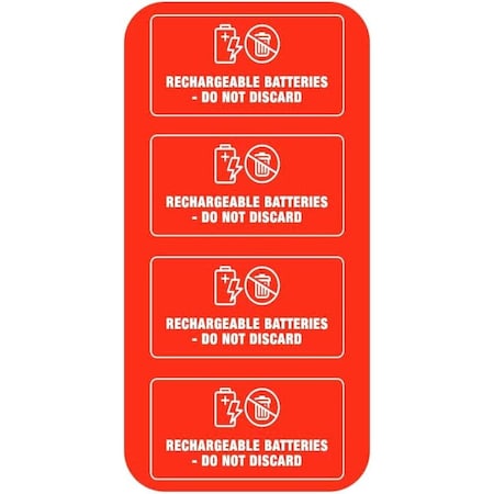 Fuel Stickers Rechargeable Battery, Reminder Label , Hvy-Dty, 2''x1'', 4PK Z-2X1REBATT-4PK